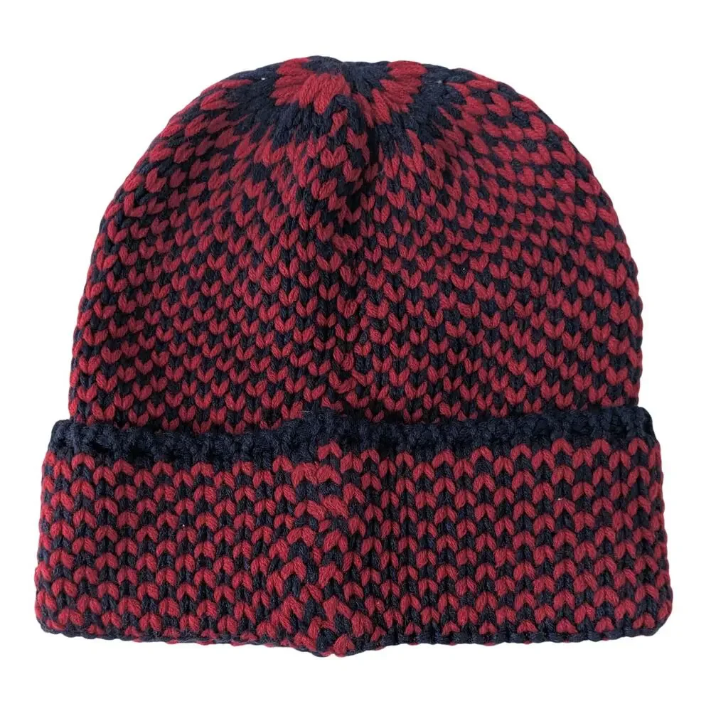 NWT NEFF Women's Carrie Textured Diamond Knit Beanie Hat, Red/Navy Skater Winter